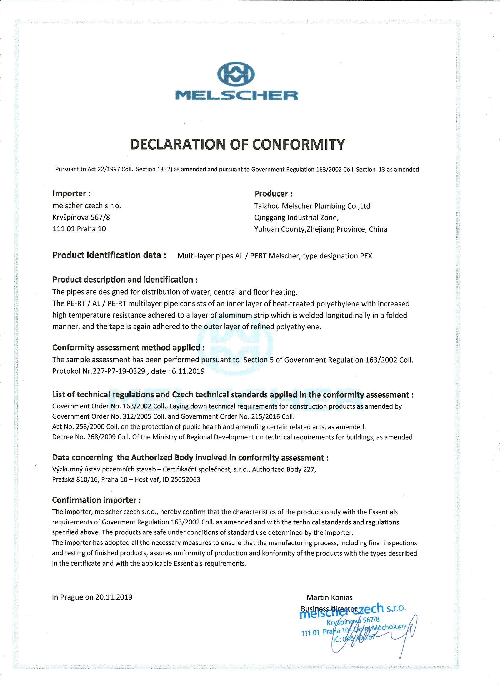 Declaration of conformity - AJ -AL-Pex pipe.jpg